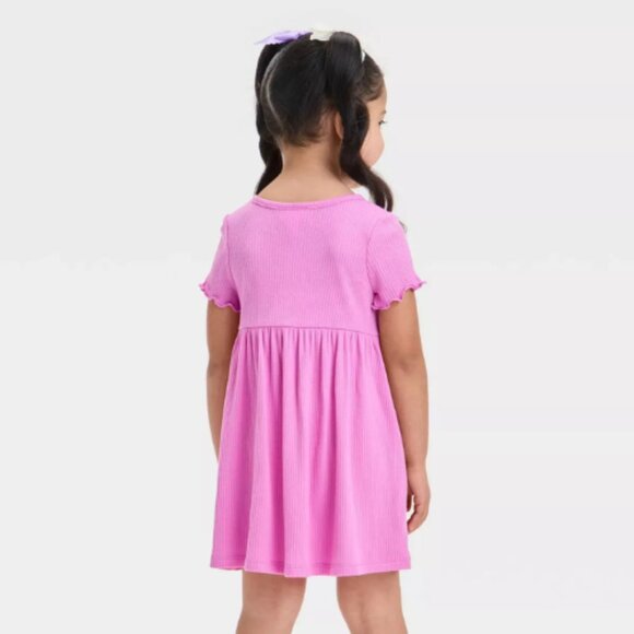Cat & Jack Toddler Girls Pink Short-Sleeve Dress Size 5T 100% Cotton 39-44lb - Picture 2 of 2